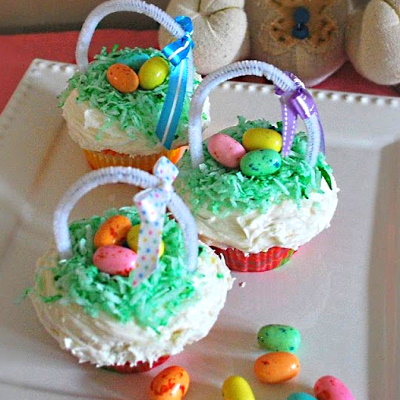 Jellybean cupcakes are cute for Easter parties.