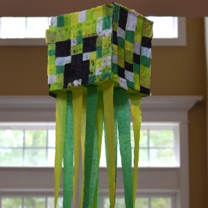 Pinata for birthday parties.  Here is a Minecraft one we made.
