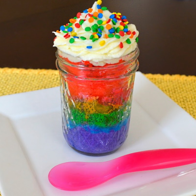 Rainbow Cake in a Jar.