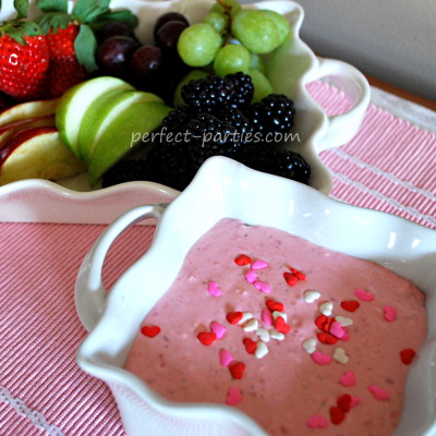 Strawberry Fruit Dip for kids party food ideas.  Recipe is included along with our other favorite fruit dip recipes.